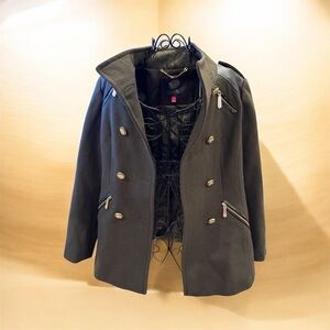 Vince Camuto Olive Double-Breasted Pea Coat